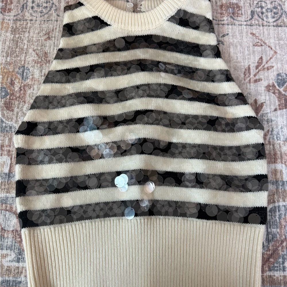 Miu Miu Black and Cream Striped Sweater